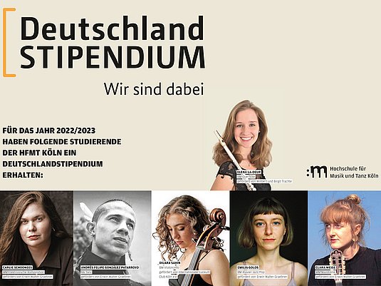 Plakatausschnitt mit Portraitbildern der Deutschland Stipendiaten. 
