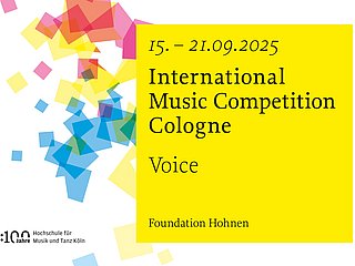 Bunte Quadrate mit Text International Music Competition Cologne - Voice