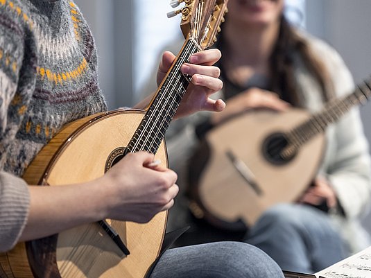 Ausschnitt zweier Personen die jeweils eine Mandoline halten