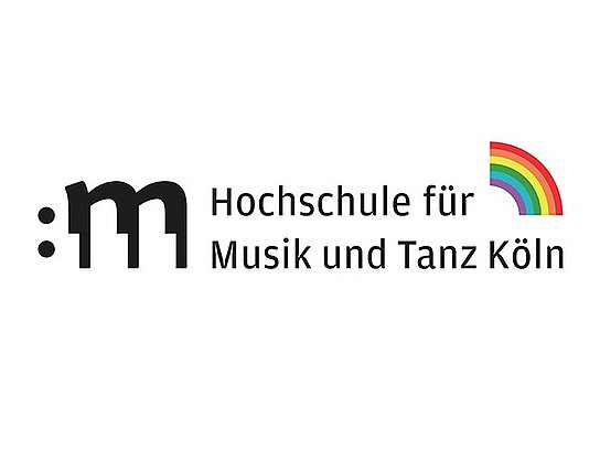Das Logo der Hochschule Musik und Tanz Köln mit einem Regenbogen